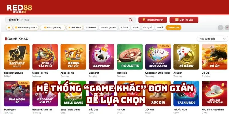 Hệ thống “Game Khác” đơn giản dễ lựa chọn